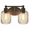 Lalia Home Ironhouse Two Light Industrial Decorative Cage Vanity Wall Mounted Fixture, Black LHV-1012-BK